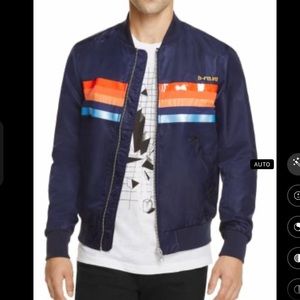 Diesel Navy Bomber Jacket with Orange/Blue Stripe